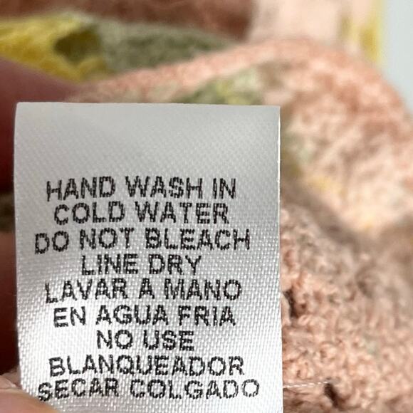 Entro Long Sleeve Crochet Sweater Womens Large Pink Floral Lace Boho Cottage - Picture 11 of 11